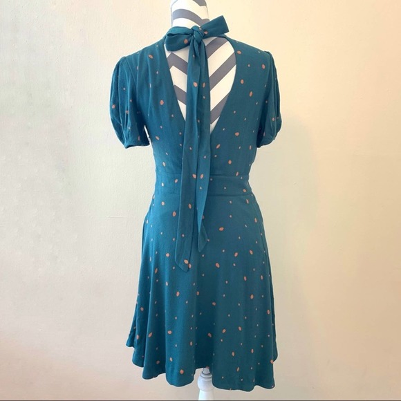 Free People Abbie Printed Mock Neck SS Mini Dress 4 - Picture 2 of 16